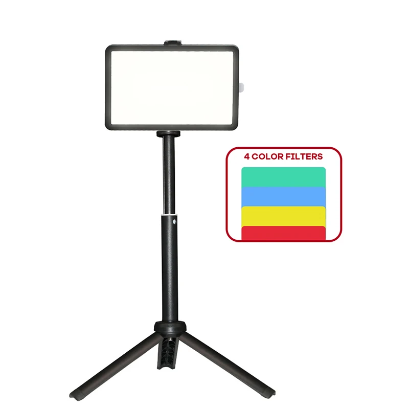 LED Video Light with Color Filters Dimmable Fill Lamp Panel for Desktop Live Streming Youtube Tiktok Webcam Meeting Conference