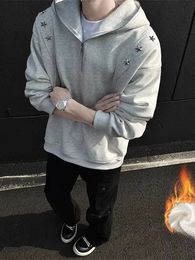 

Floral ey f Zip Hoodie Men's Fce Lined American Sle Casual Sweatirt Autumn Winter Wear Resistant Anti Dir