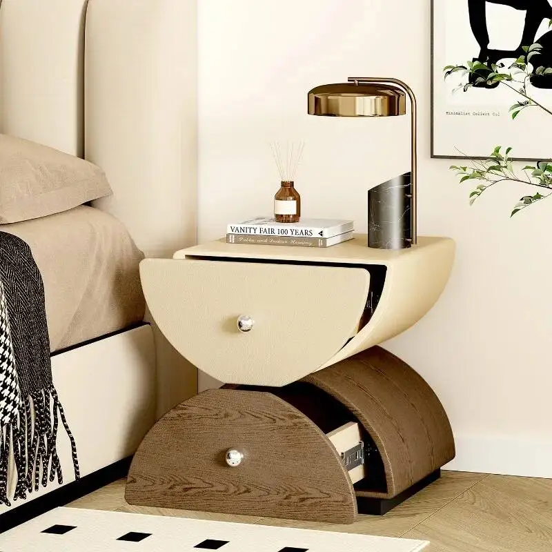 Creative Table Bedside Modern Arched Design Nightstand with Contrast Color High - End for Bedroom Storage & Decor