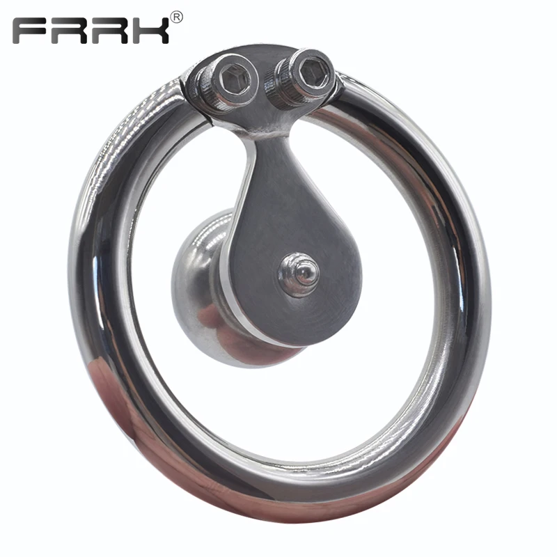 

FRRK Thin Slice Metal Ball Inverted Negative Cock Cage for Adults 18 Male Chastity Device Steel Penis Rings Erect Denial Sex Toy