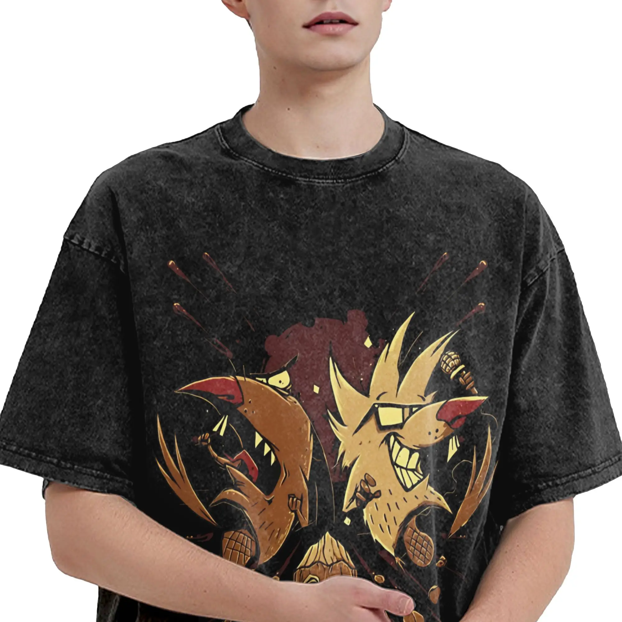 2026 Summer Angry Beavers Daggett & Norbert Feverish  Washed T Shirts Merch Harajuku T-Shirt  Men Women Tee