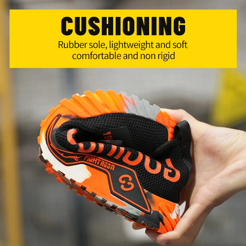 Steel Toe Security Protective Shoes Lightweight Breathable Sneakers for Men Anti-puncture Anti-smash Protection Safety Shoes
