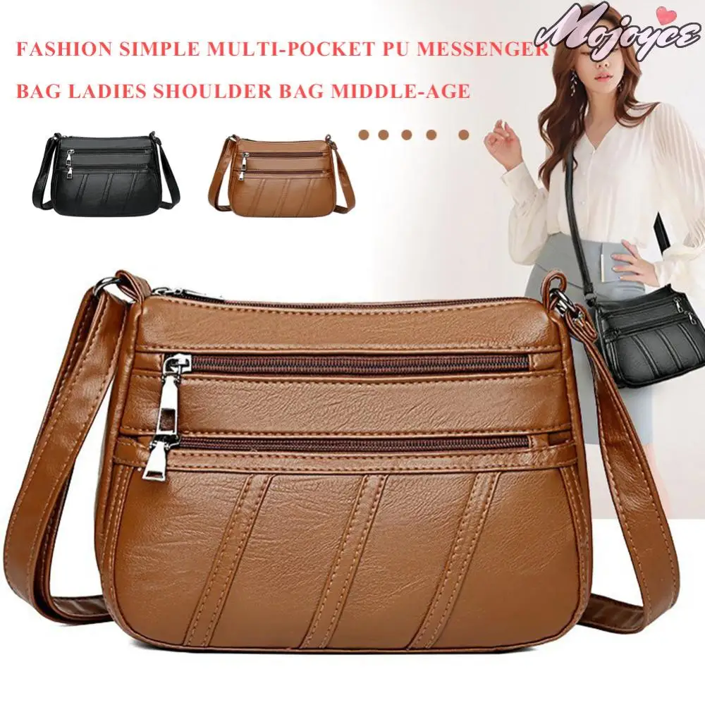 

Fashion Women Shoulder Bag PU Leather Solid Messenger Multi-pocket Purse Handbag Popular Simple Female Daily Bag