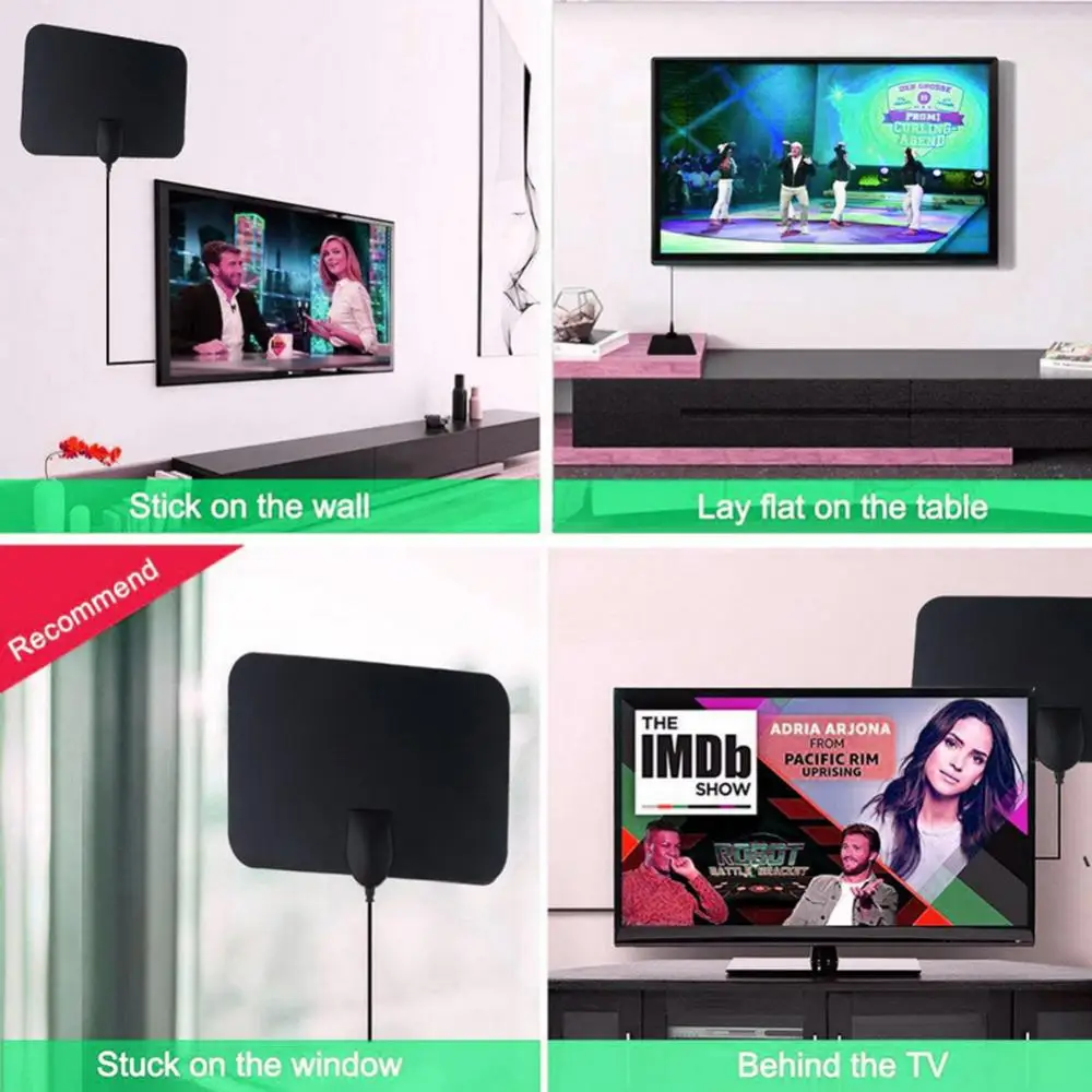 เสาอากาศทีวีดิจิตอล antena ในร่ม HDTV 1080P 4K สาย13ft DVB-T2 4K antena ช่องสัญญาณท้องถิ่น