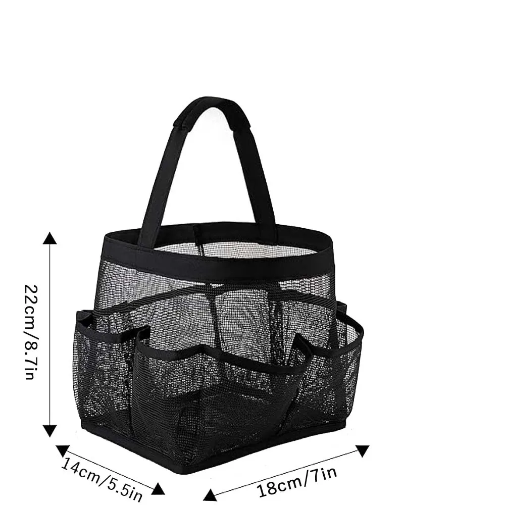 1pc Large Capacity Mesh Toiletry Bag, Portable Handbag for Going Out, Polyester Black Beach Bag, Suitable for Outdoor Play