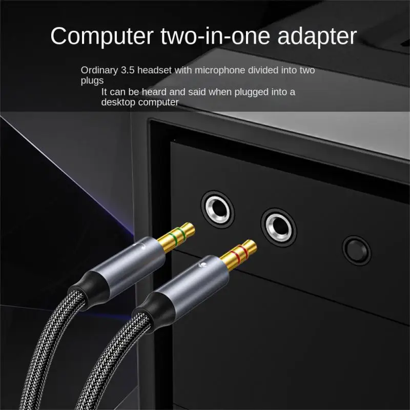 หูฟัง Audio Splitter Cable หญิง 2 ชาย 3.5 มม.แจ็ค Splitter Adapter พร้อมไมโครโฟน Aux Cable สําหรับโทรศัพท์ MP3 Audio AUX