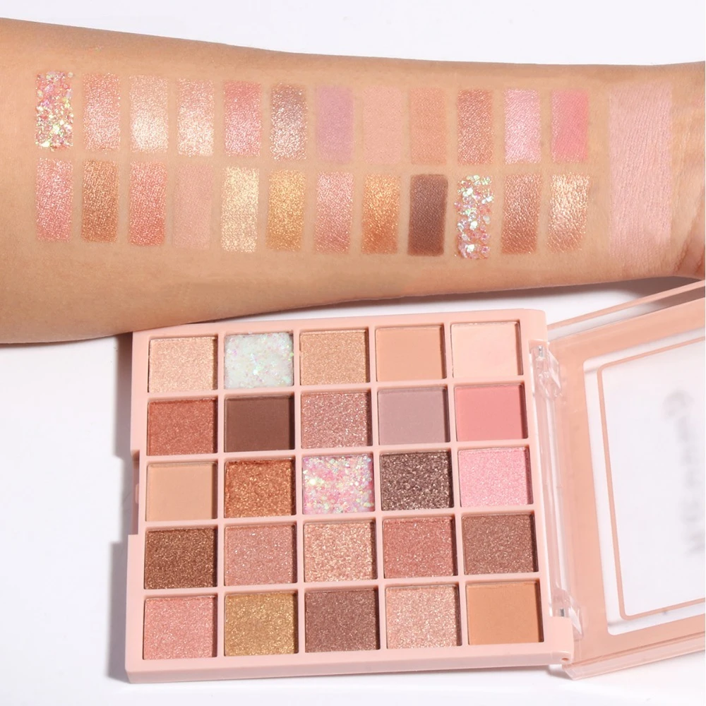 Paleta 25 Cieni do Powiek Matowe Połyskujące Neutralne Nude Różowe Odcienie Wysoce Pigmentowane Długotrwałe Kompletny Zestaw do Makijażu dla Kobiet