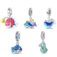 925 Sterling Silver Little Fat Fish Light Up Pendant Fit Pandora Charms Silver 925 Original Bracelet for Jewelry Making