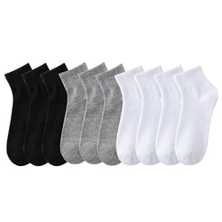 10 Pairs/Set Men's Solid Color Socks Black White Business Socks Autumn Casual Man Breathable Sports Short Sock