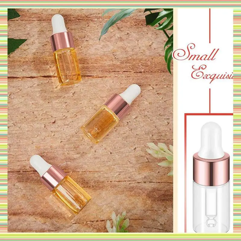 

A97P 200Pcs Mini Glass Dropper Bottle Clear Essential Oil Dropper Bottles Glass Dropping Sample Containers For Traveling 3Ml