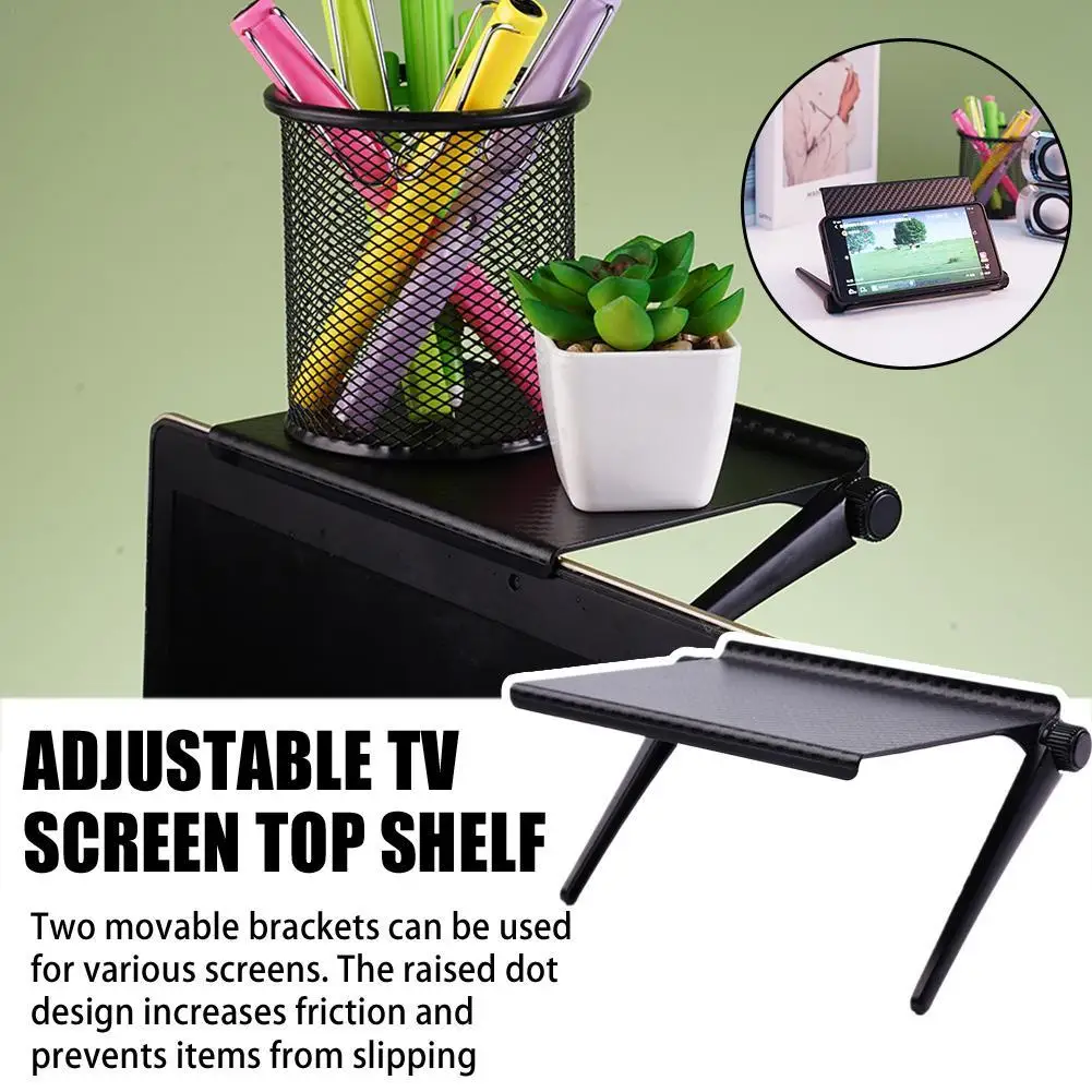 Home Organizer Adjustable TV Screen Shelf Rack Computer Monitor Desktop Display Stand TV Rack Router Storage Rack Holder