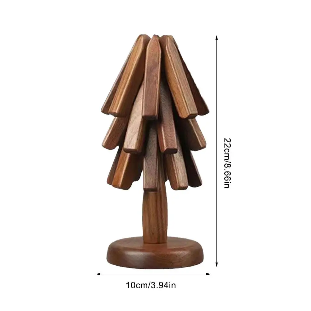 Black Walnut Wood Table Mat Tree Art for Wood Coasters Set of 3 Wooden Coaster Wooden Trivet Mat Set Bowl Mat Table Decor XMAS