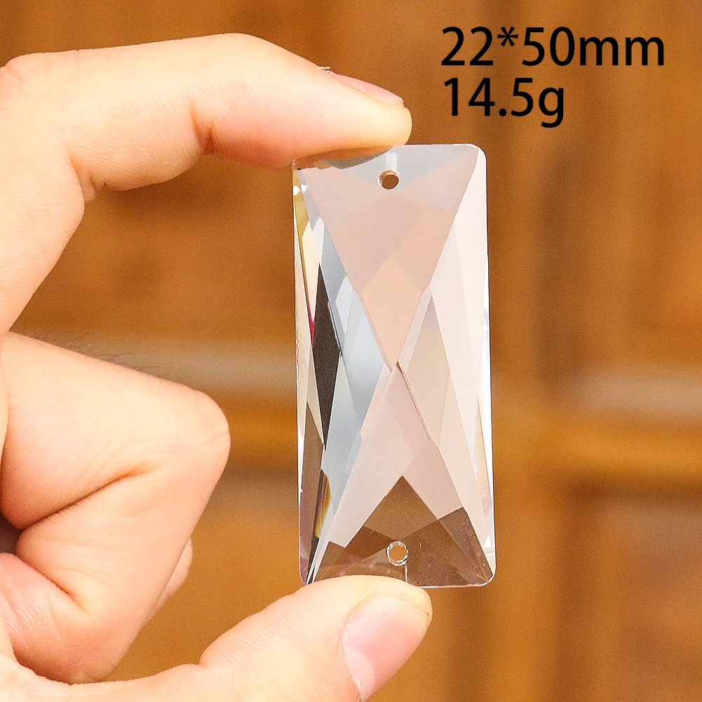 5Pcs Crystal Suncatcher Pendant Rectangular Prism Chandelier Lamp Part Replace DIY Glass Faceted Hanging Bead Chain Connector