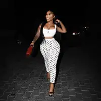 Y2K Fashion Women Two Piece Set Sexy Slim Fit Vest and Pants High Street Retro Crescent Print Matching Set 4