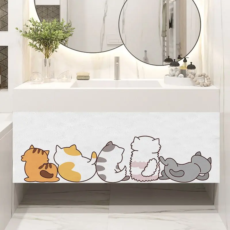 VIKAMA Cute Cartoon Dog Have Nice Day Door Curtain White Six Puppy Bow Tie Bathroom Vanity Cabinet Cover Decor Home Soft Durable