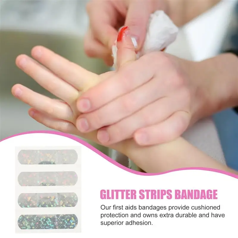 20pcs tiras de glitter ataduras adesivas portáteis ataduras convenientes para feridas