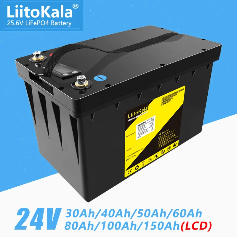 LiitoKala 24V 100Ah 150Ah 60Ah 80Ah Lifepo4 Battery for 8S 25.6V 120Ah 200Ah RV Campers Golf Cart Off-Road Off-grid Solar Wind