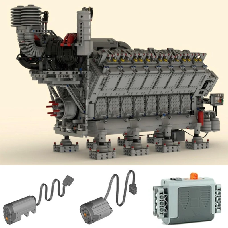 V16 Dieselmotor Klassieke Creatieve Bouwstenen High-tech MOC-73232 en MOC-71783 Model voor Volwassenen Speelgoed Perfect Kerstcadeau