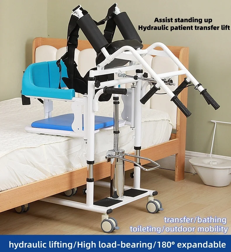 

Multifunctional Hydraulic Patient Transfer Lift for Home Use - Nursing Transfer Chair for Disabled, Elderly & Bedridden Patients