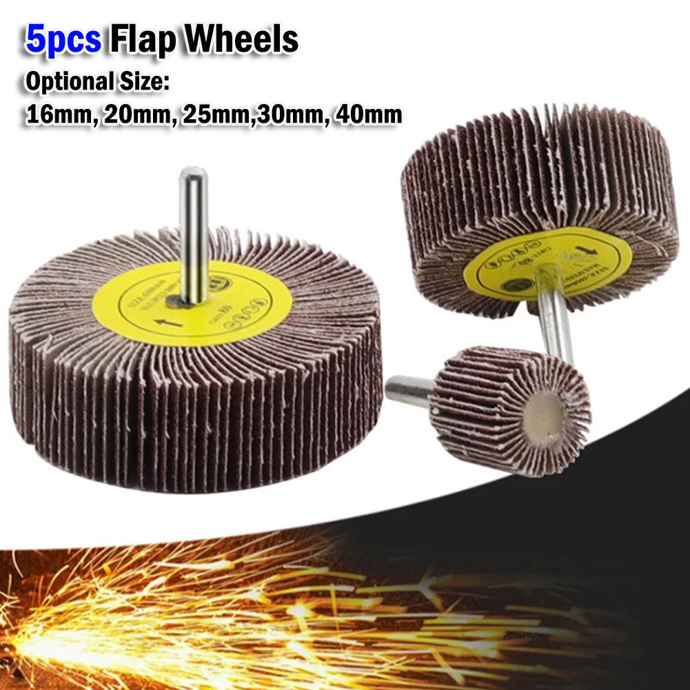 

5PCS 6mm Shank Flap Wheel Disc Abrasive Grinding Wheels For Rotary Tools Metal Woodcraft Furniture Repairs And Mould-Finishing