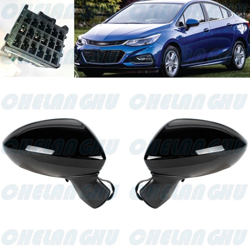 

For Chevrolet Cruze 2016 2017 2018 2019 Pair Left+Right Side 3 Pins Black Painted Heated Mirror Assembly