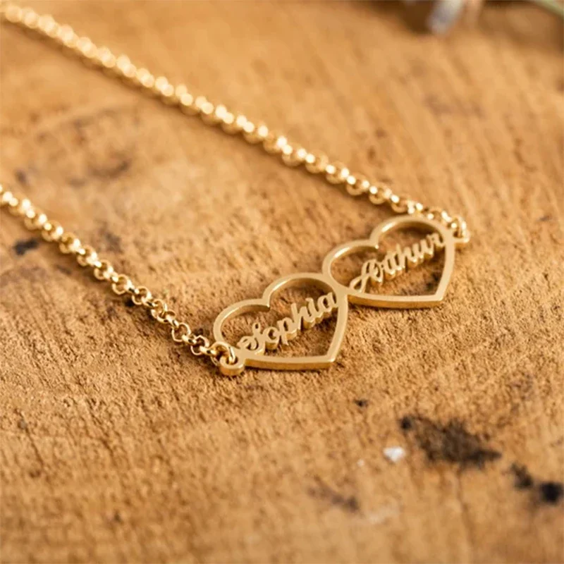 Nieuwe aangepaste dubbele naam liefde armband luxe roestvrij staal paar armband vrouwen gepersonaliseerde sieraden Valentijnsdag geschenk