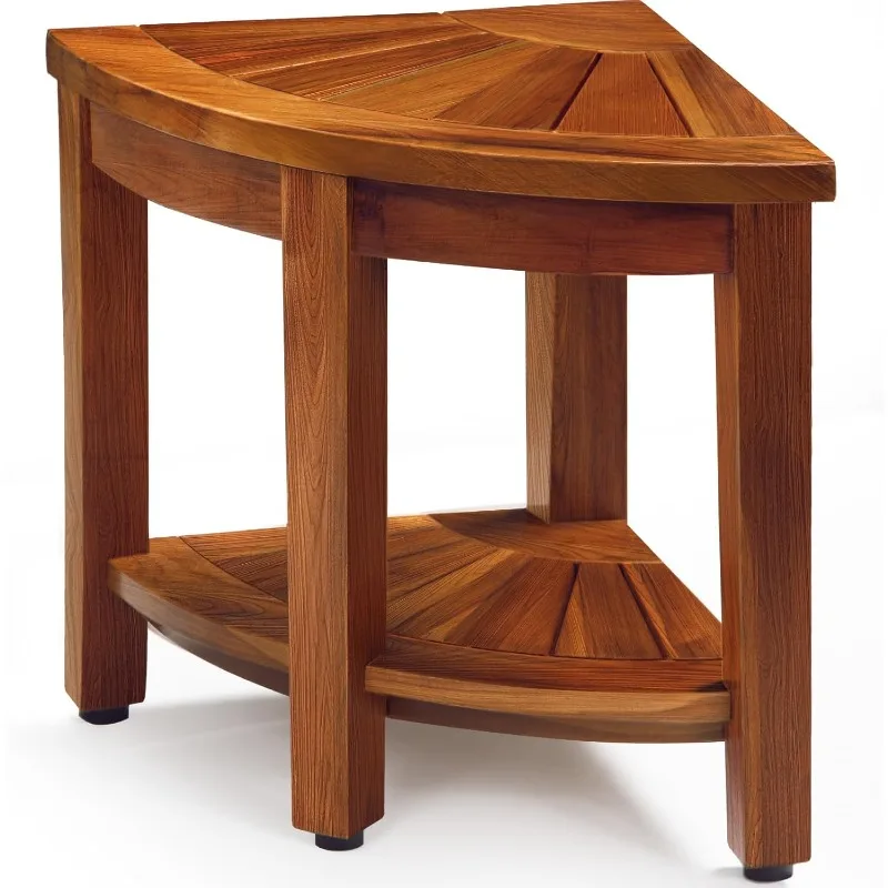 

Teak Corner Shower Bench 18” Shower Stools for Inside Shower, Teak Corner Bench Waterproof Bath Chair, Bathroom Seat wi