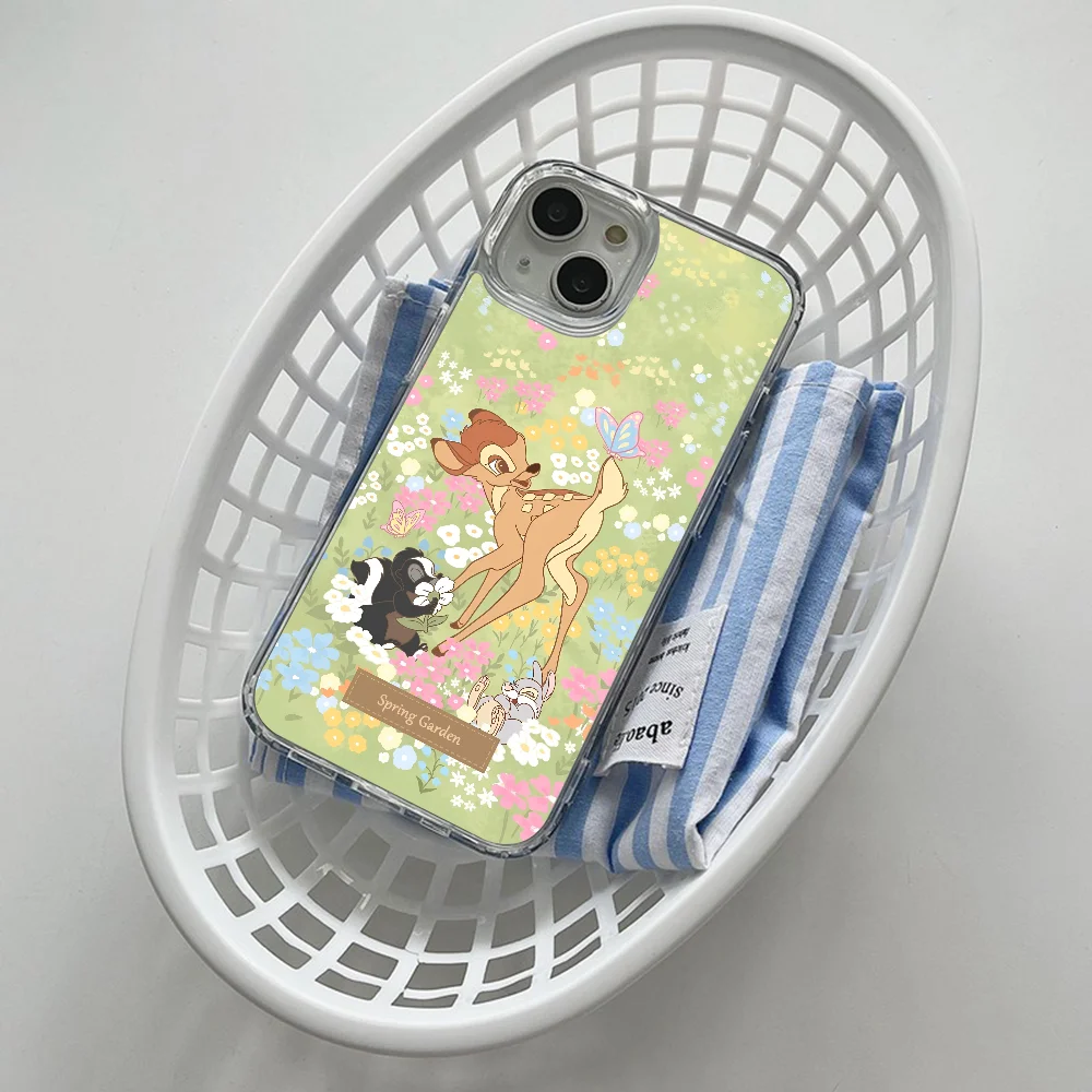 حافظة هاتف بامبي لطيفة على شكل زهور الربيع Magsafe لهاتف آيفون 16 14 13 12 15 Pro Max X XR XS Plus غطاء من البولي يوريثان الحراري الناعم الشفاف