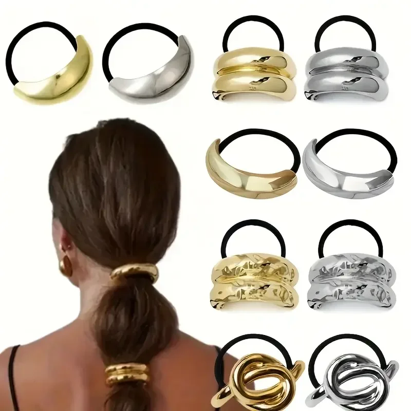 Simplicity Geometric Metal Hair Rope for Woemn elegant High Elasticity Does Not Hurt The Hair Scrunchies Fashion Girls High Pony