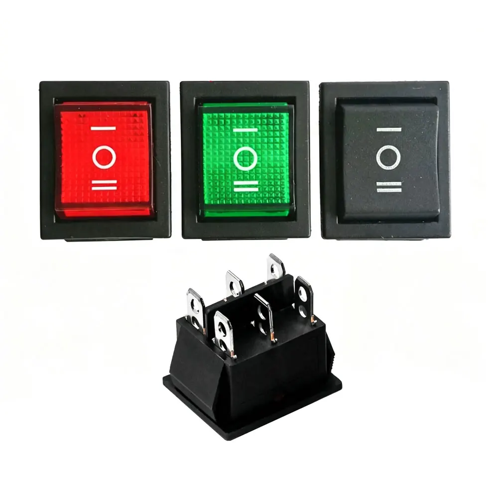 2pcs KCD4 25X31MM Rocker Switch 3 Position 110V 220V 250V 6Pin ON OFF Three 16A 20A 6 Pin Selector 20A opening 22x28mm