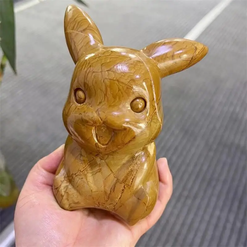 

12CM Natural Wood Grain Stone Cartoon Carving Handmade Carved Polished Healing Statue For Home Decoration Gift 1pcs