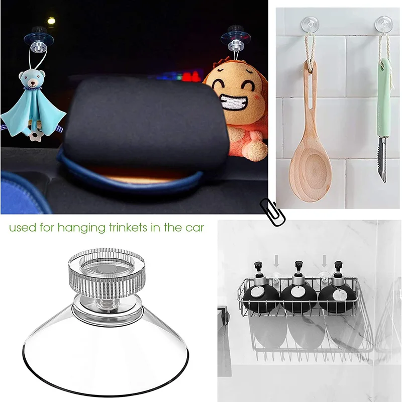 5/10Pcs Suction Cup Hooks Clear Suction Cups Knurled Nut Strong Vacuum Suckers PVC For Kitchen Bathroom Wall Car Glass