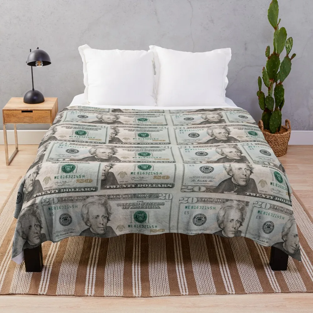 

Money Pattern $20 Dollars USD Throw Blanket Fuzzy Plush Throw Blanket for Sofa Chair