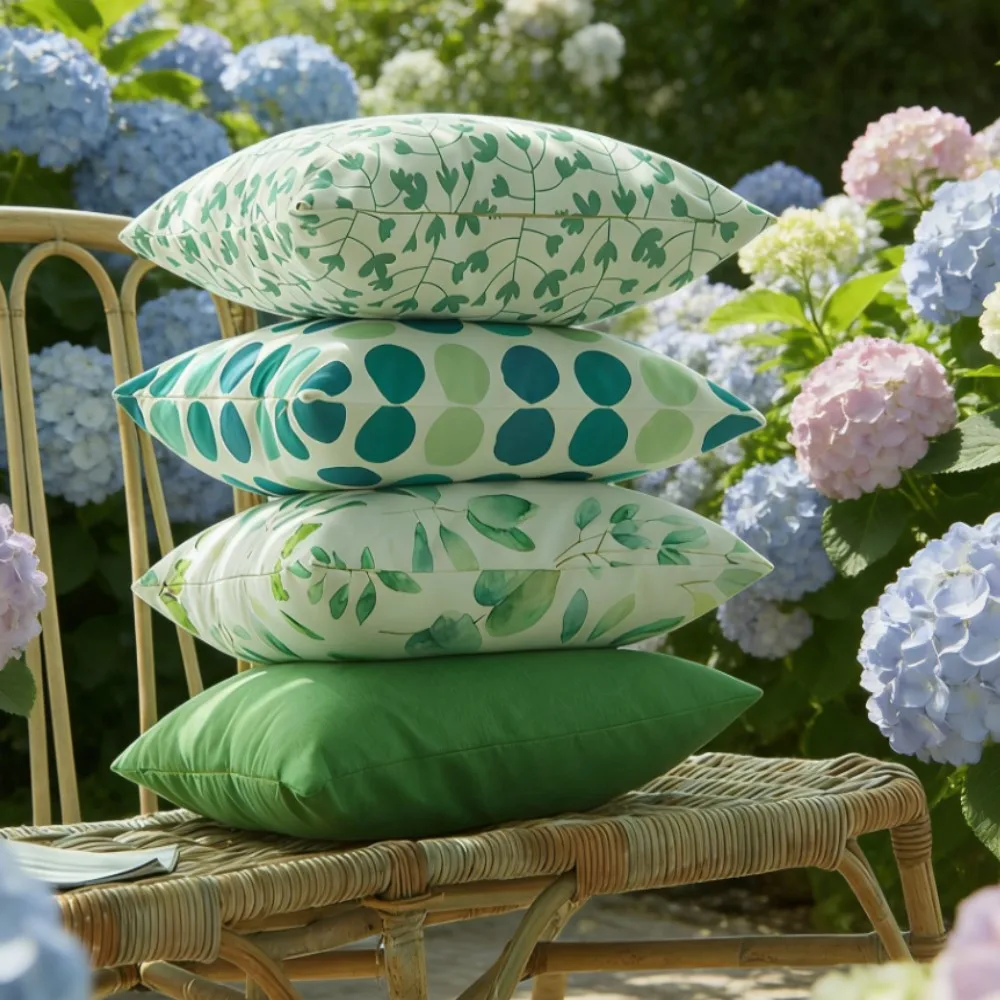 1/2/4pcs 45x45cm Outdoor Cushion Cover Watercolor Natural Leaves Print Breathable Tropical Garden Pillowcase Gift