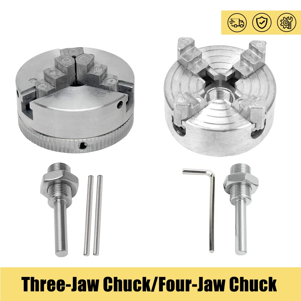 3/4 Jaw Lathe Chuck Kit Alloy Self-Centering Mini Drill Chuck M12 Connection Rod Turning Machine Accessorie Electric Drill Chuck