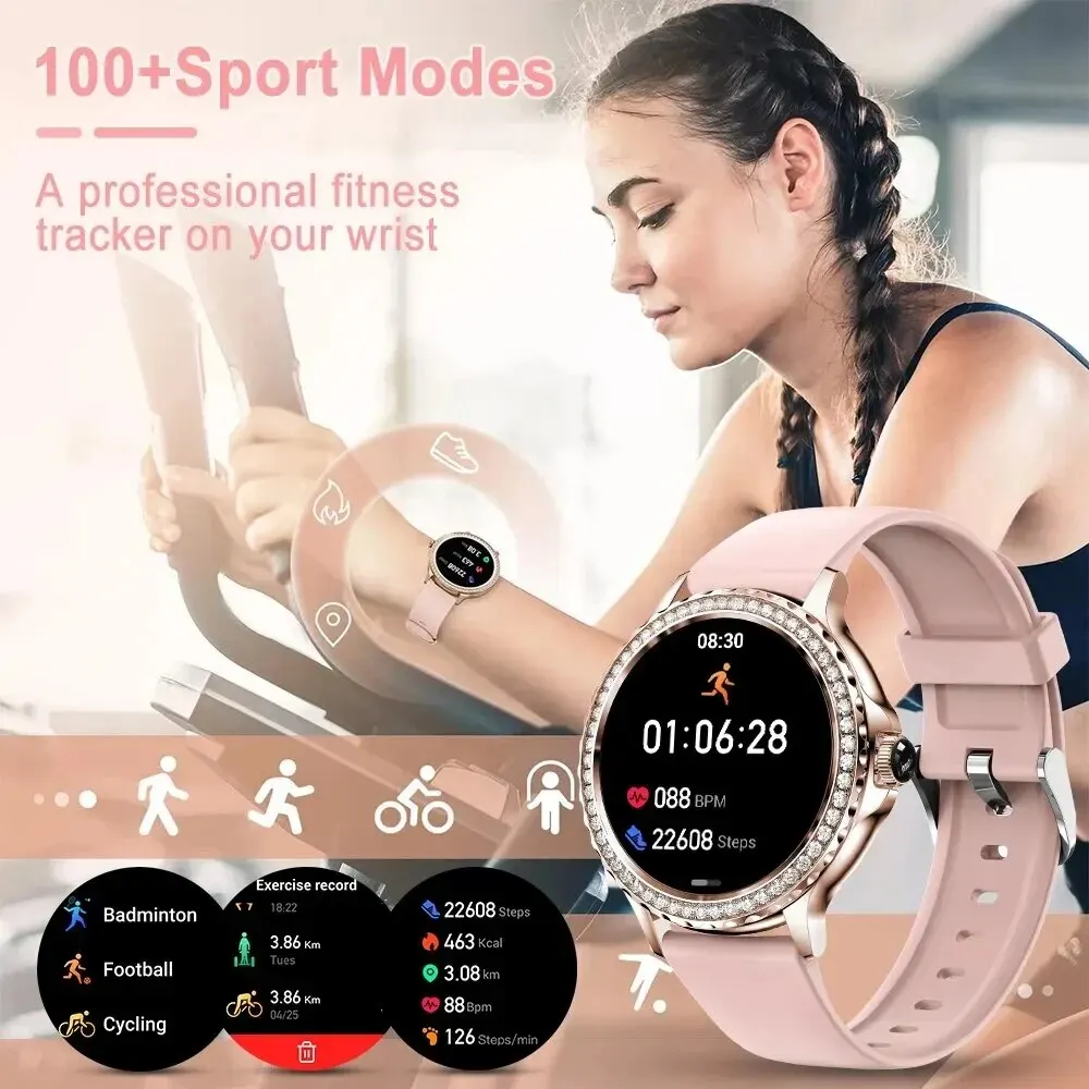 SENBONO 2024 Smart Watch For Lady Bluetooth Call 100+Sports Mode Waterproof Fitness Woman Smartwatch DIY Custom Dials +Box Gift