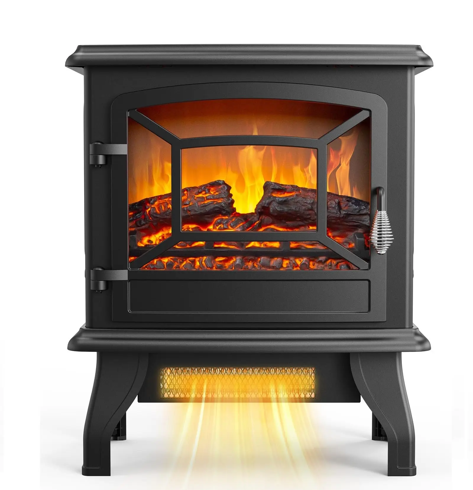 Electric Fireplace Stove, 20''H Freestanding Electric Space Heater with Temperature Adjustable, Realistic Flame Effect