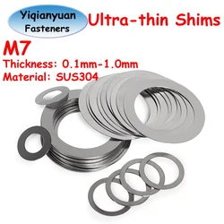 Yiqianyuan M7 DIN988 SUS304 Stainless Steel Adjusting Shim Washers Ultra-thin Plain Washer Flat Gaskets