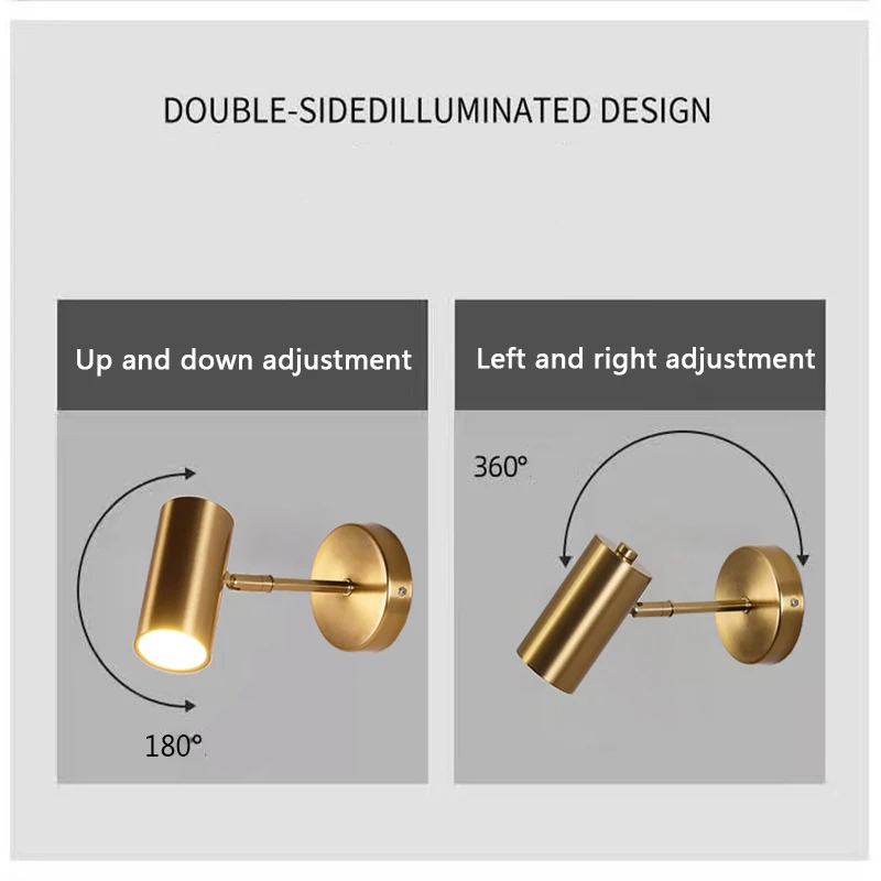 Modern Art Exhibition Small Spot Wall Lamp Cylinder Metal Body Rotatable Hotel Bedside Sconce Light Bedroom Decor Reading Lustre