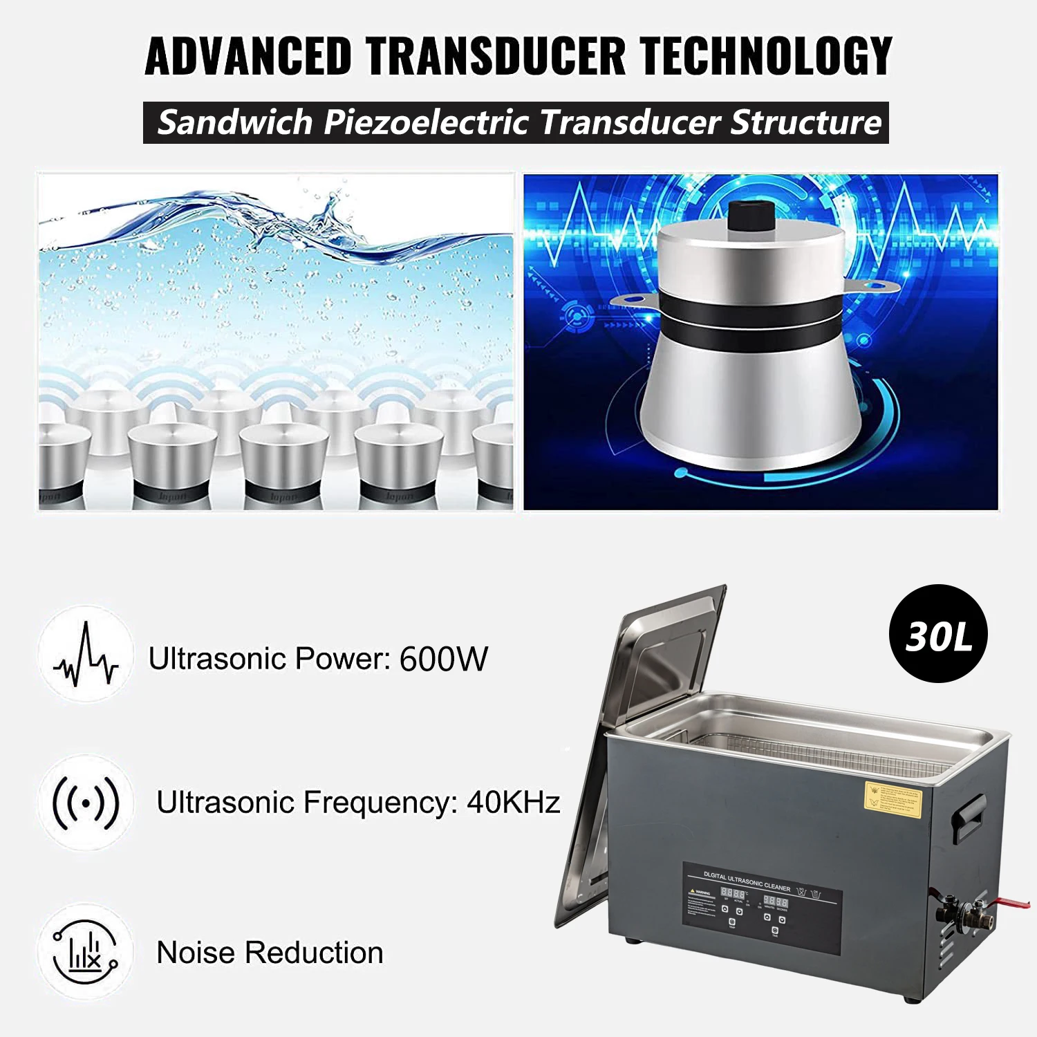 2L/3L/6L/10L/15L/30L Ultrasonic Cleaner Digital Heating Stainless Steel Ultrasound Cleaning Machine 40KHZ Home Appliance