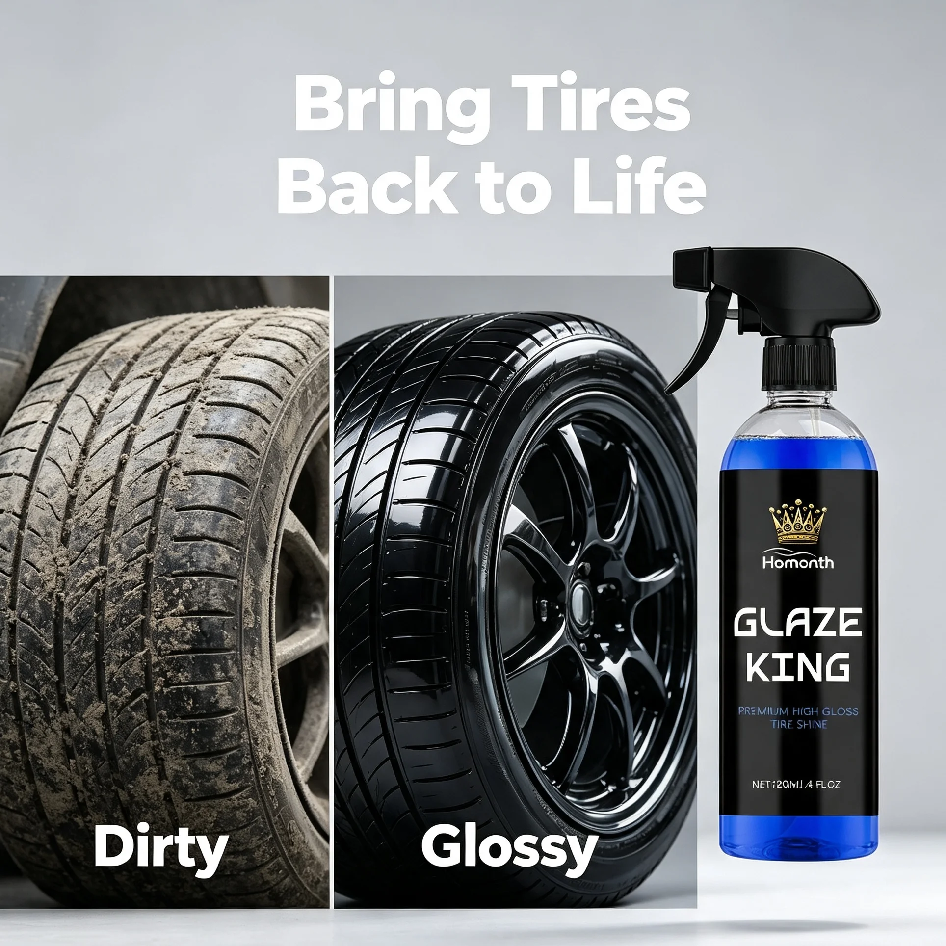 Quick Apply Tire Shine Polish Spray Instant Wet Gloss Finish Rubber Renewing Agent Anti-Oxidation Household Car Care Product