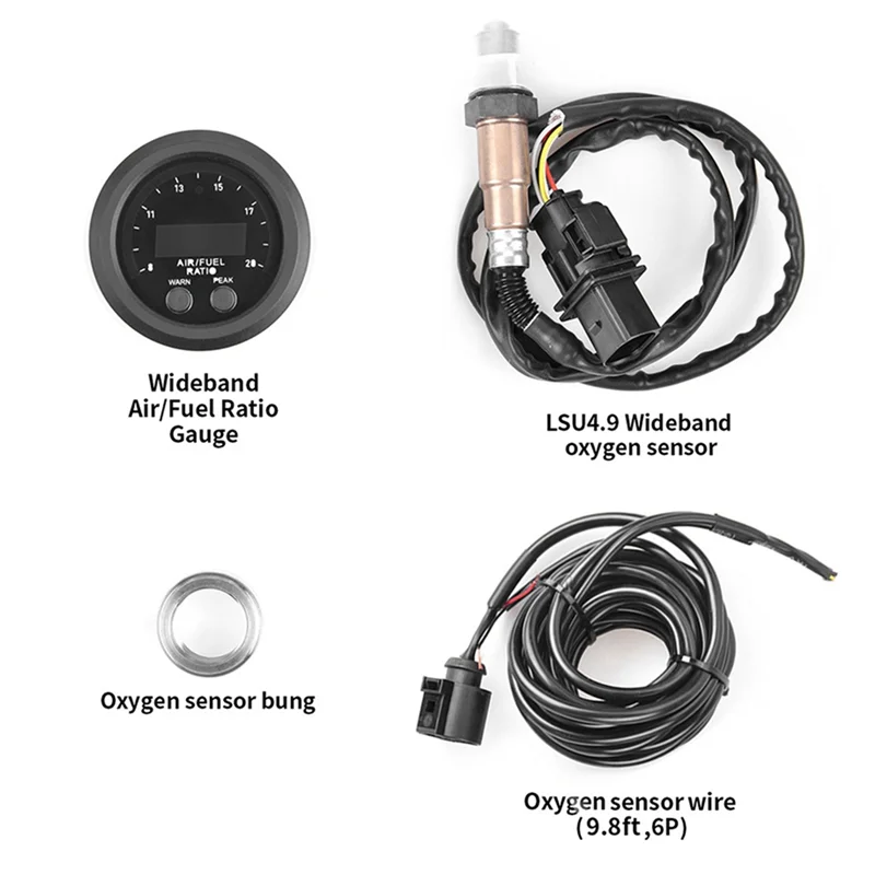 

T-Top-Rated-Universal 12V 52MM Integrated Air Fuel Ratio Gauge LED Digital Display With Wideband O2 Oxygen Sensor