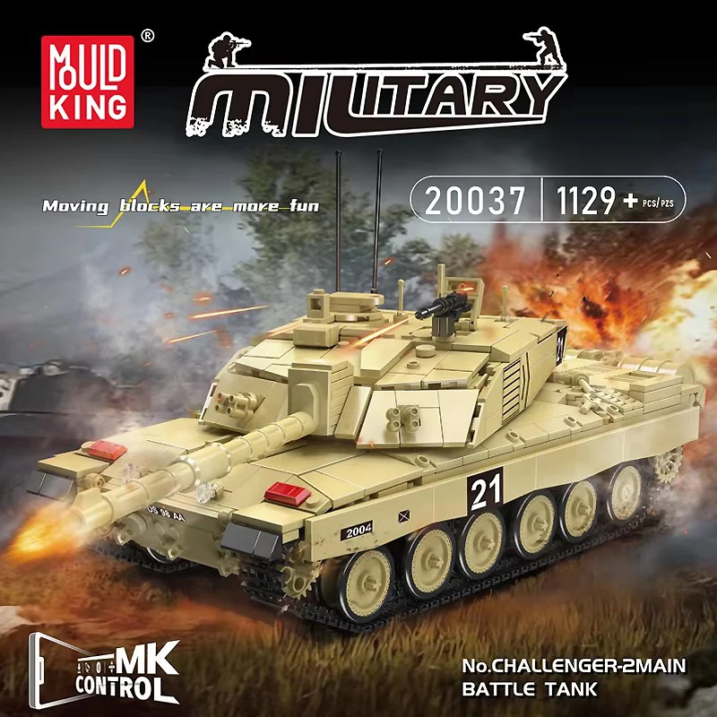 Mould King 20037 Military Tank Toys Remote Control Challenger 2 Main Battle Tank Building Block Brick Puzzle Kids Christmas Gift