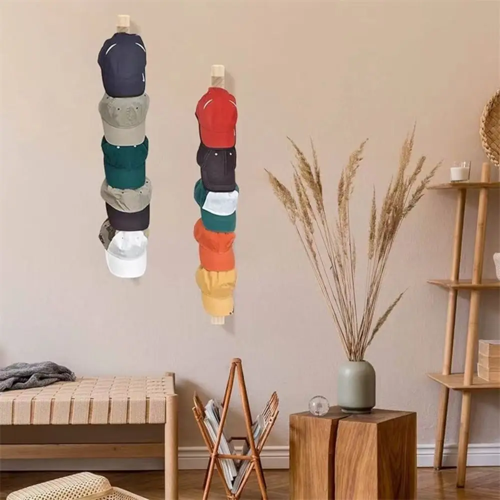 

Convenient Baseball Caps Wooden Hat Hanger Space-Saving Organizer Baseball Hat Holder Display Shelf Mount Wall Hat Rack Bedroom