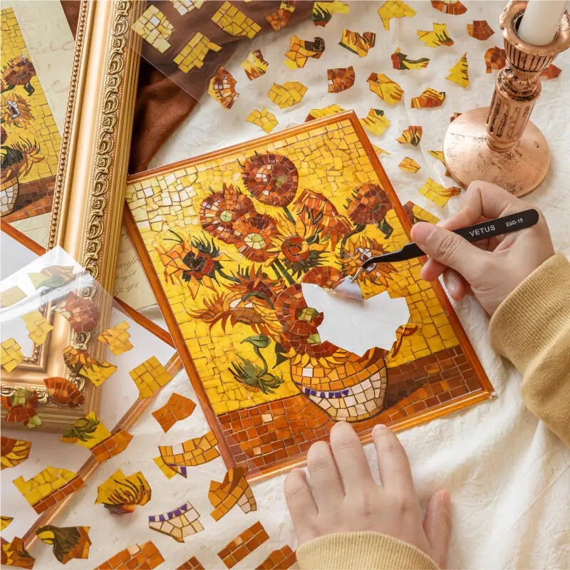 

Набор из 3 наклеек Card Lover [Серия «Художественный музей»] с 3D-эффектом, тематика: пейзаж, масляная живопись, пшеничное поле с кипарисом