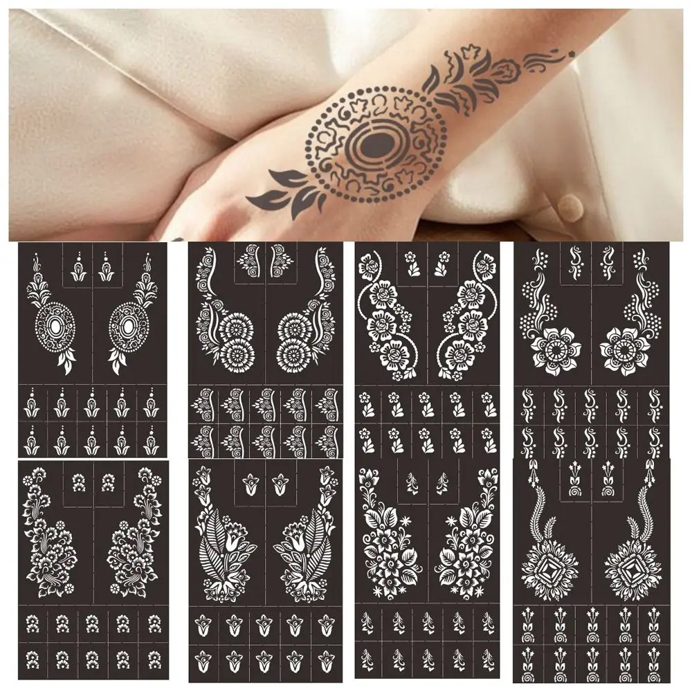 Arm Wedding Tool India Flower Hand Henna Stencil Temporary Tattoo Stencil Body Art Sticker Template Hollow Drawing Template