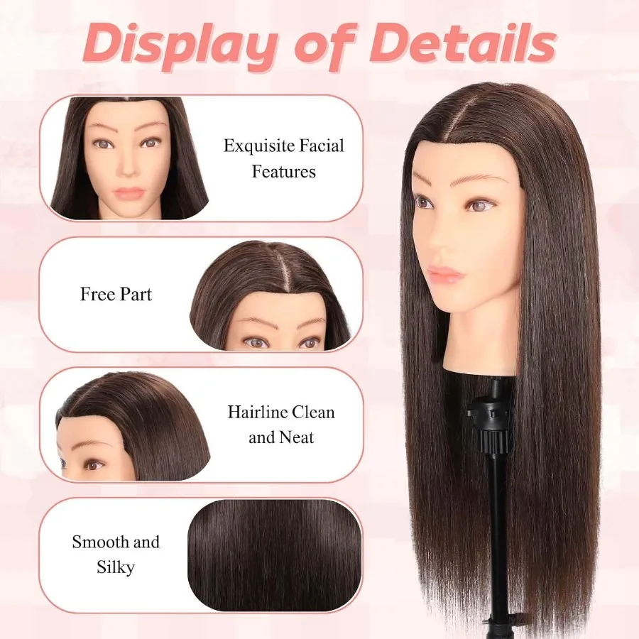 رأس عارضة أزياء مع 80 شعر بشري حقيقي لممارسة التجميل الاحترافية في تطبيقات تصفيف الشعر والقطع