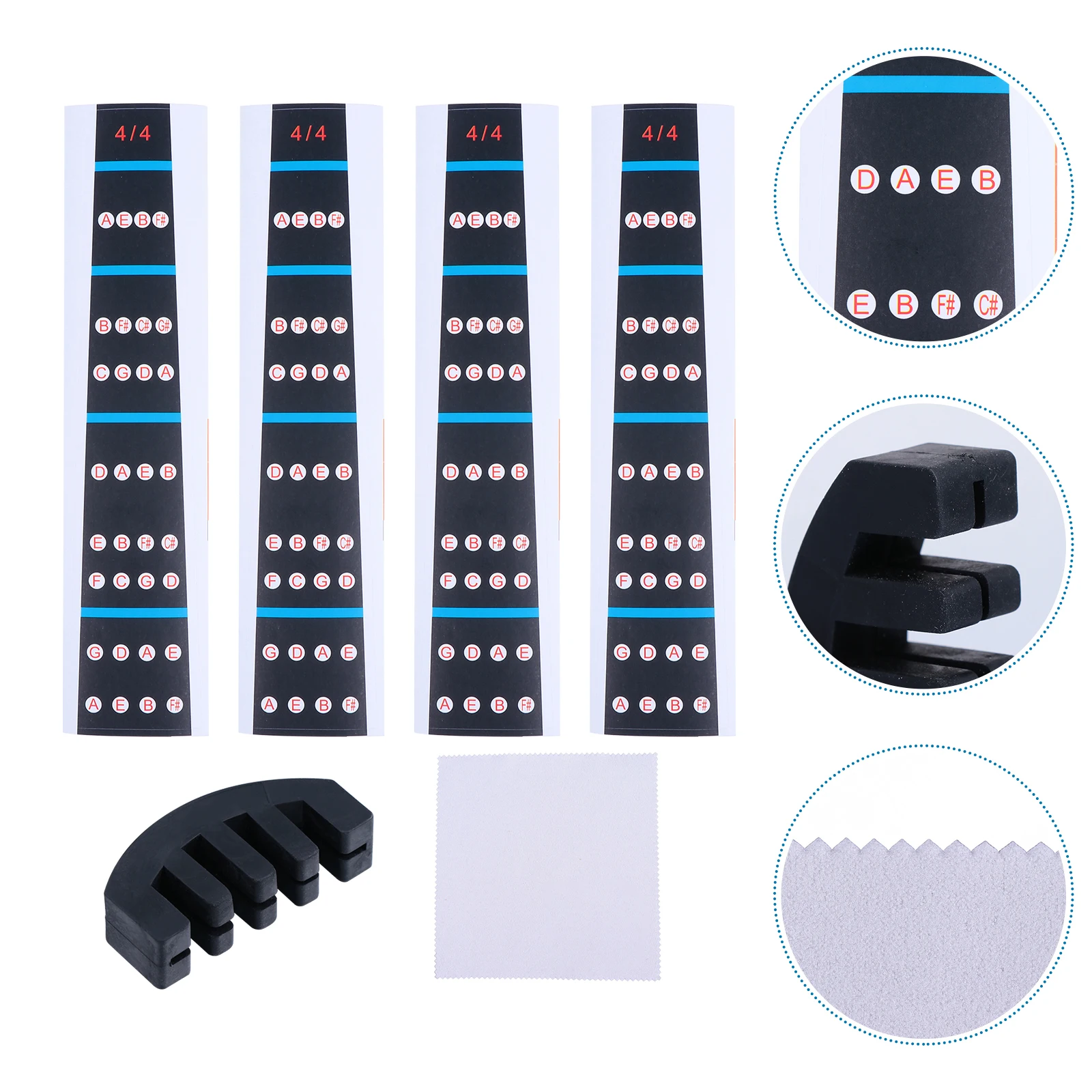 

1 Set Violin Finger Guide Sticker 4/4 Full Size Fingerboard Marker Practice Mute Cloth For Beginner Violin Accessory Note Chart