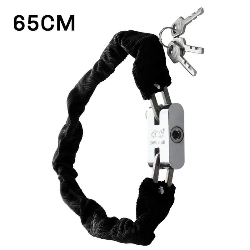 Bike Lock 65CM Metal MTB Road Bike Heavy Duty Safety Lock Motorcycle Padlock Bicycle Chain Lock With Key Easy Install