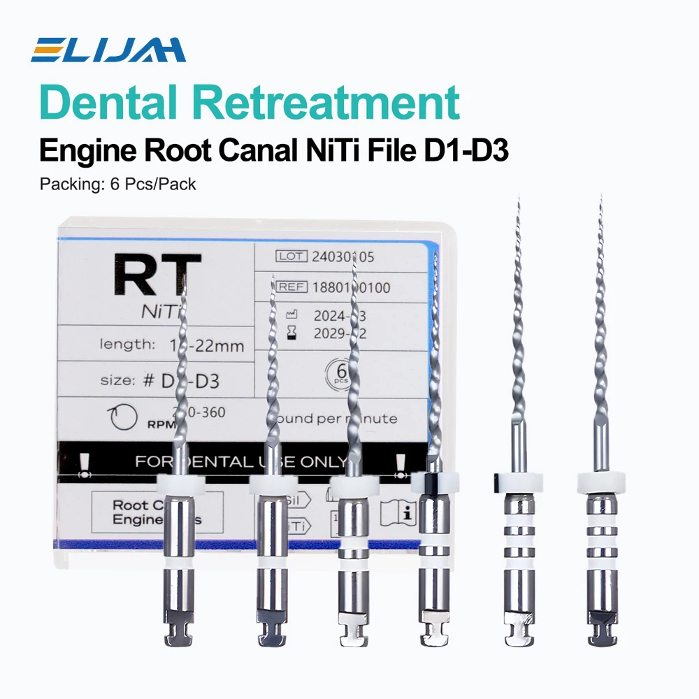 

6Pcs/Box Dental Retreatment Engine Root Canal NiTi File Denspay D1-D3 NiTi Super D Rotary Files For Root Canal